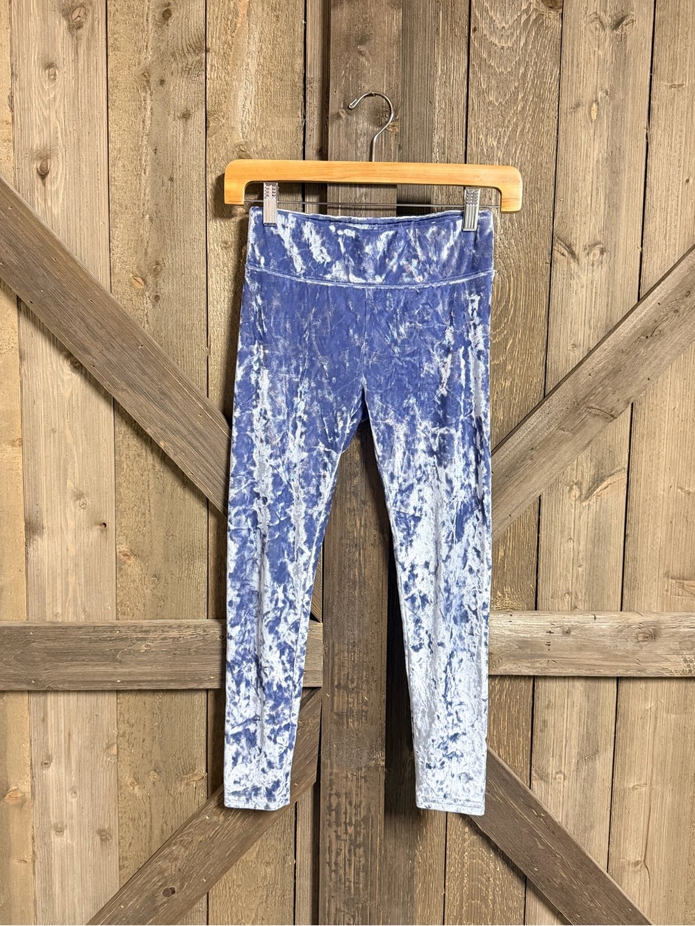 Kids Blue Velvet Leggings
